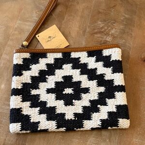 Patricia Nash Black and Cream Geometric Clutch